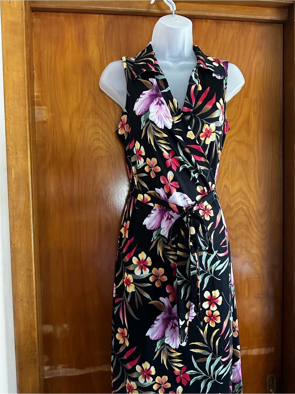 Wendy Williams Wrap Maxi Dress M Black White Abstract Print EU